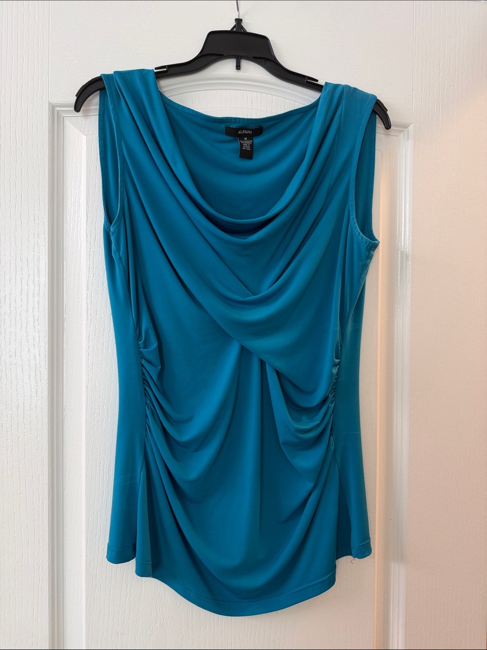 Alfani Teal Draped Cowl Neck Sleeveless Tank